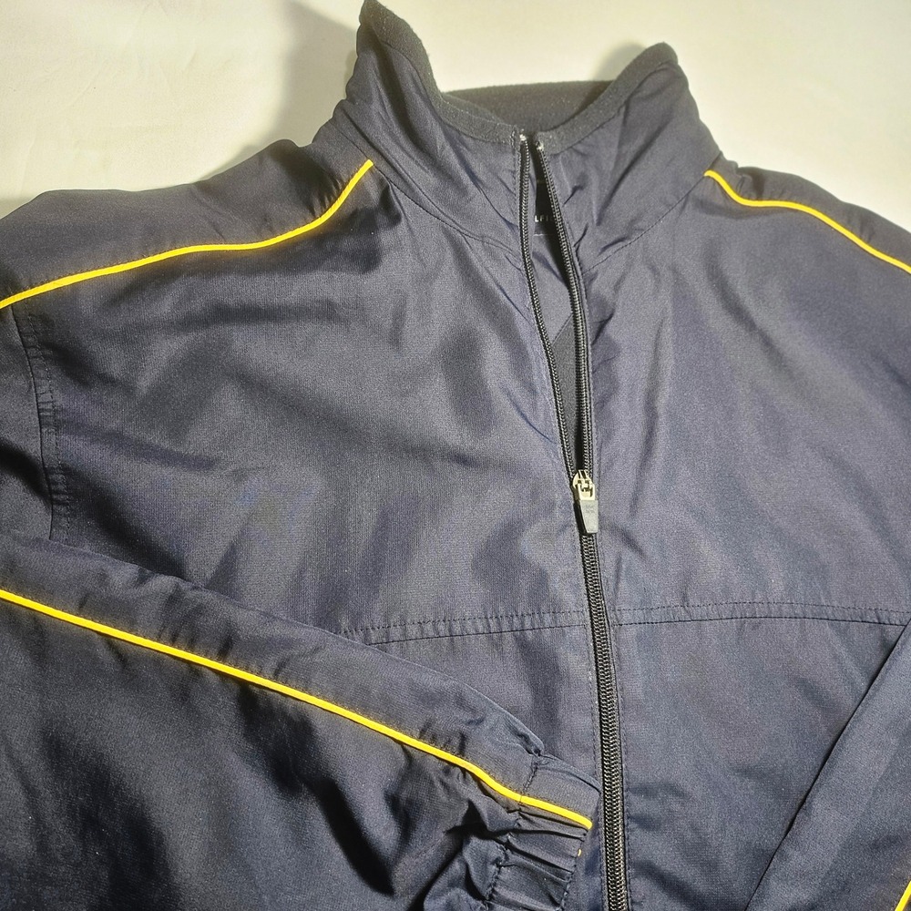 Tommy Hilfiger Golf Mens Navy Blue Yellow Piping Full Zip Fleece Lined Jacket L